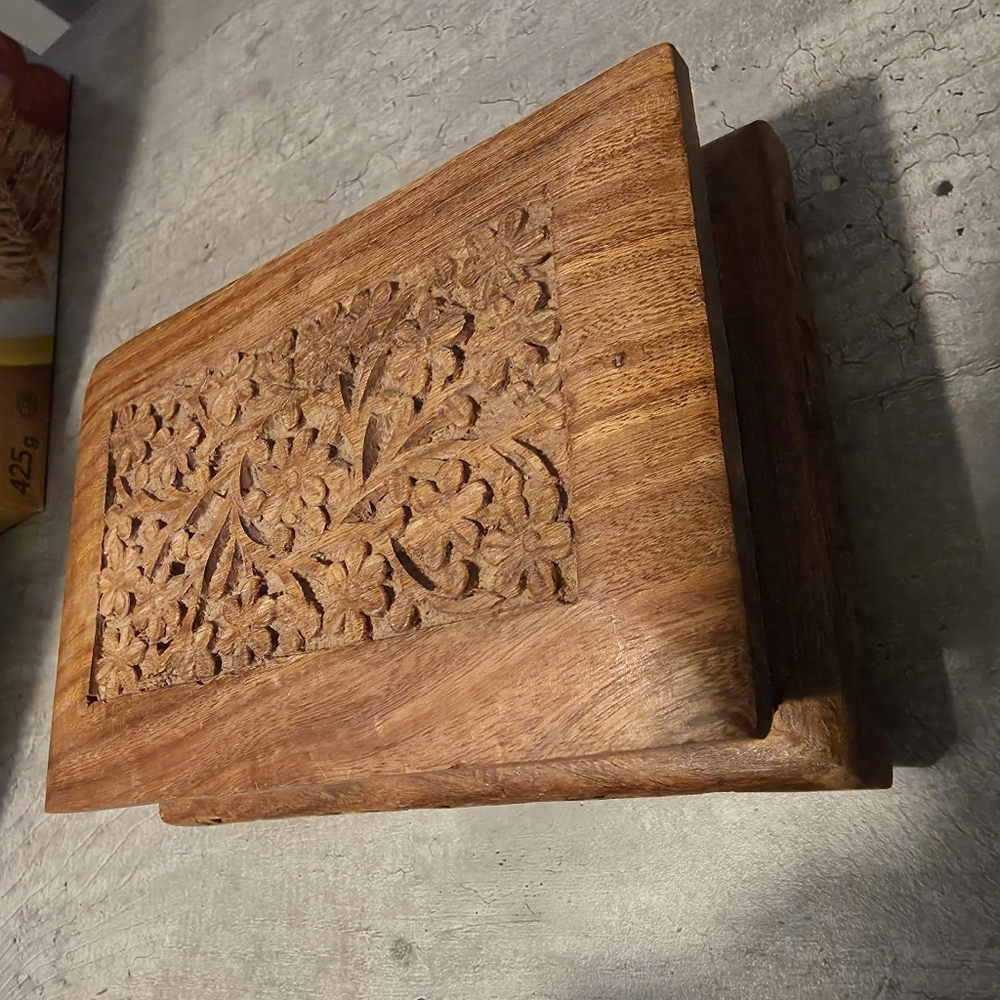 Vintage Carved Wooden Box/ hand-carved wooden box/rosewood "Tree of Life"